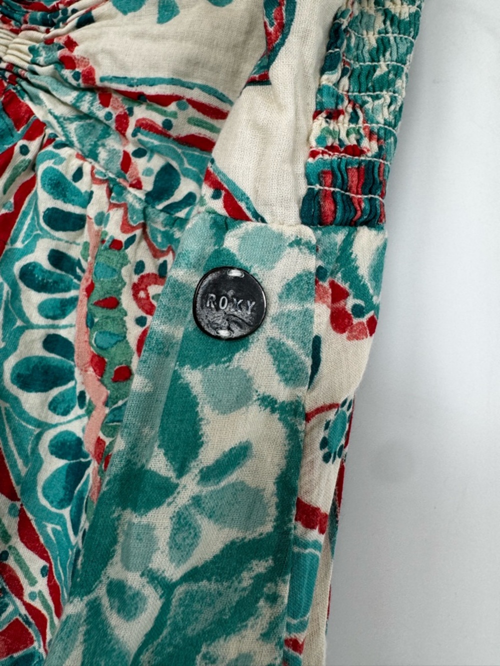 Roxy Bohemian Teal Paisley Halter Cotton Maxi Dress Size Medium - Picture 4 of 10